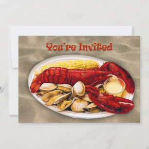 Lobster & Clams Sandy Beach You're Invited Invitation
