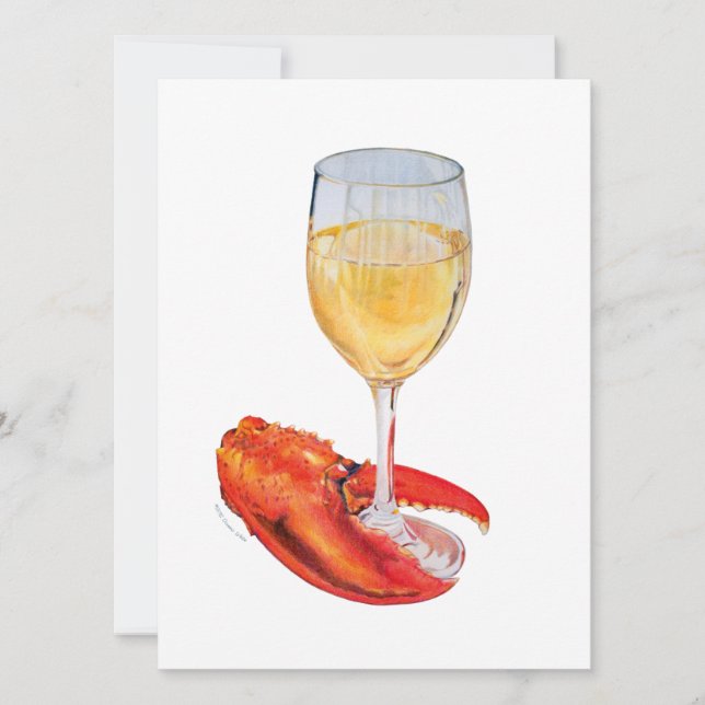 Lobster Claw and Wine Glass Flat Card (Front)