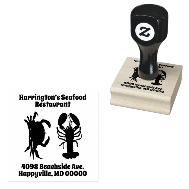 Lobster Crab Seafood Company Name Address Rubber Stamp (Stamped)