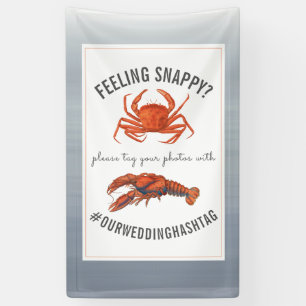 Lobster & Crab Wedding Hashtag Chambray Banner