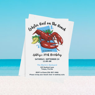 Lobster Craw-fish Boil Beach Party  Invitation