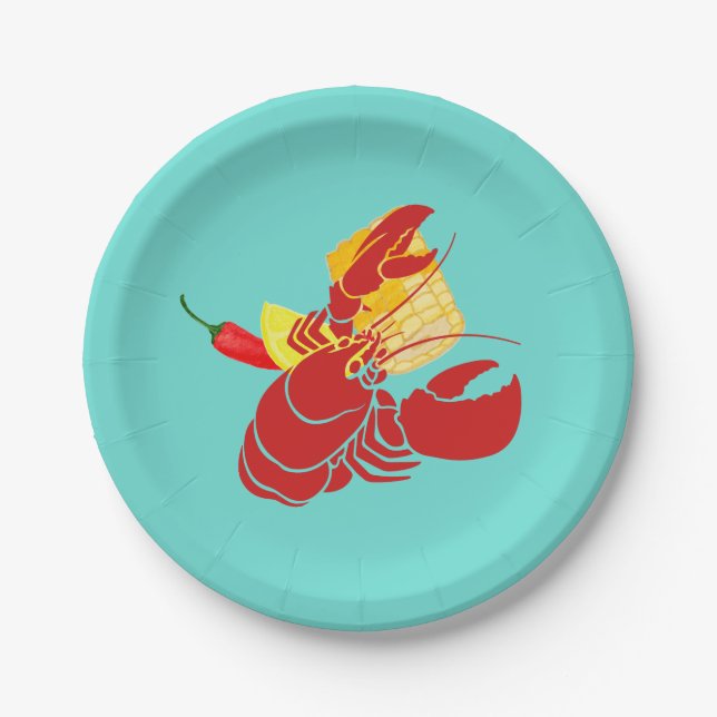 Lobster Crawfish Crab Boil Party Paper Plate (Front)