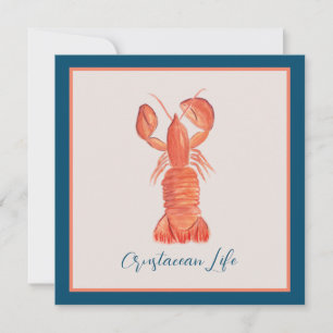 Lobster Crawfish Crustacean Watercolor Card