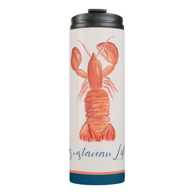 Lobster Crawfish Crustacean Watercolor   Thermal Tumbler (Front)
