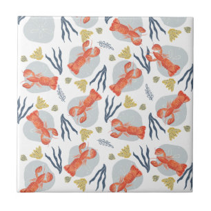 Lobster Crawfish Seafood Under Water Pattern Ceramic Tile