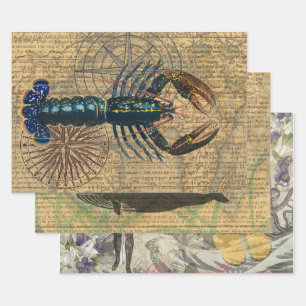 Lobster Crawfish Shellfish Seafood Ocean Wrapping Paper Sheet