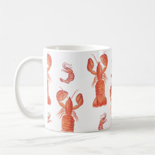 Lobster Crawfish Watercolor Hand Painted Pattern Coffee Mug