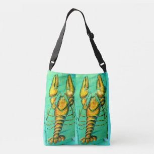 lobster design green crossbody bag