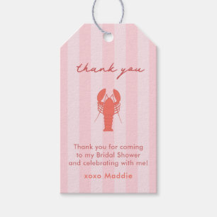 Lobster Doodle Pink Red Bridal Shower Favour Tags