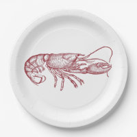 Lobster Engraving Paper Plate