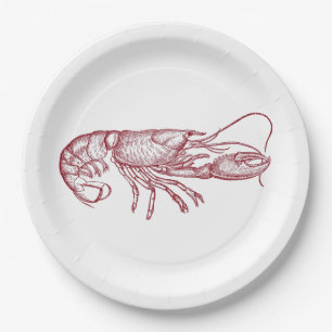 Lobster Engraving Paper Plate