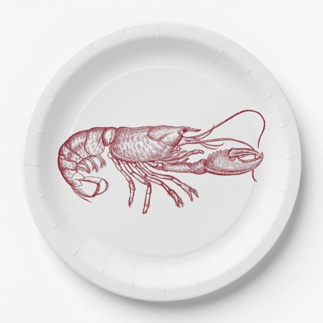 Lobster Engraving Paper Plate (Front)