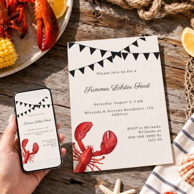 Lobster Feast Summer Party Invitation (Creator Uploaded)