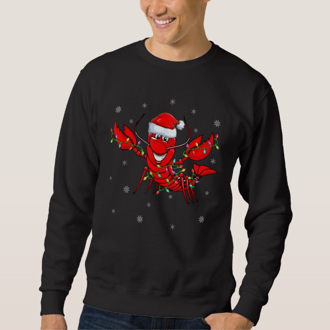 Lobster Fish Xmas Lighting Reindeer Hat Lobster Ch Sweatshirt (Front)