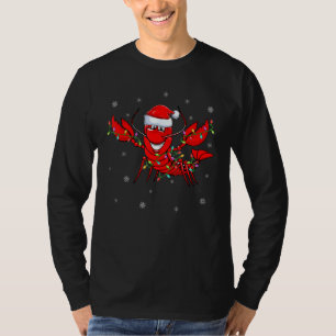 Lobster Fish Xmas Lighting Reindeer Hat Lobster Ch T-Shirt