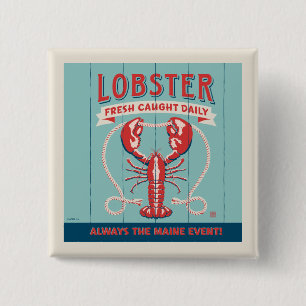 Lobster Fresh Caught Daily   Maine 15 Cm Square Badge