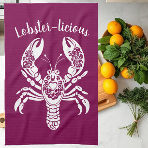 Lobster-Hawaiian-Fisherman Core-Wine Colour Tea Towel