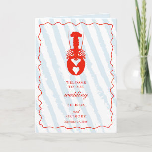 Lobster Heart Blue Stripe Wedding Order of Servics Program
