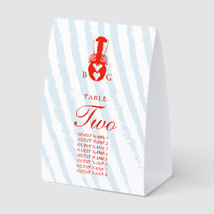 Lobster Heart Blue Stripes Nautical Beach Wedding