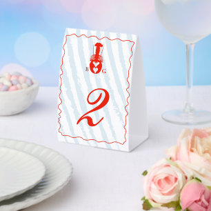 Lobster Heart Blue Stripes Nautical Beach Wedding
