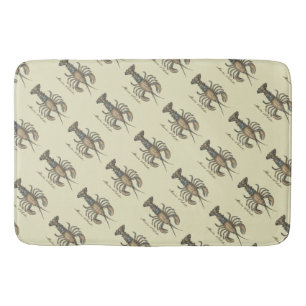 Lobster Illustration Antique Maine Seafood Bath Mat