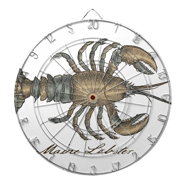 Lobster Illustration Antique Maine Seafood Dartboard (Front)