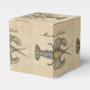 Lobster Illustration Antique Maine Seafood Favour Box