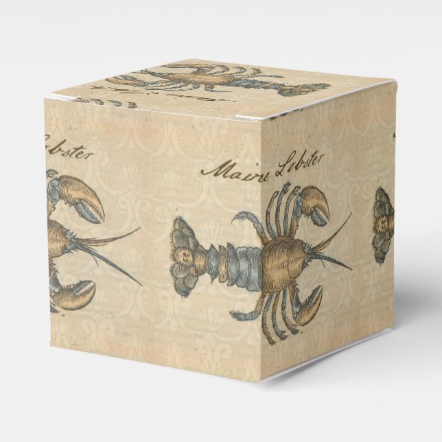 Lobster Illustration Antique Maine Seafood Favour Box (Front Side)