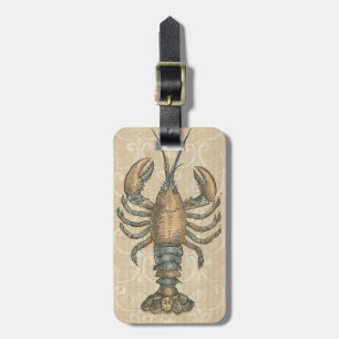 Lobster Illustration Antique Maine Seafood Luggage Tag
