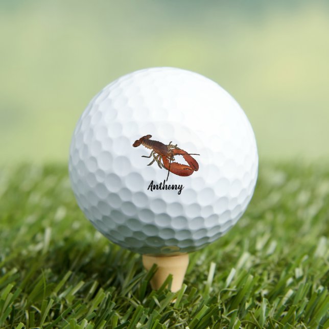 Lobster Illustration Personalised Golf Balls (Insitu Tee)