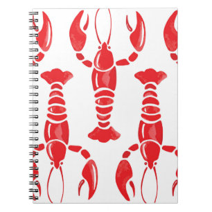 Lobster Illustration: Watercolor Seamless Backgrou Notebook