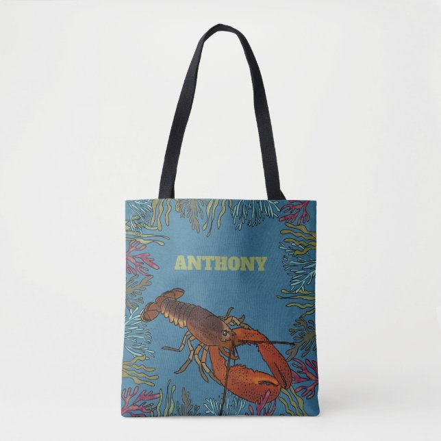 Lobster in the Sea Personalised Tote Bag (Front)