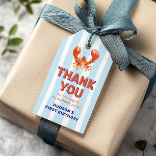 Lobster Kids Birthday Thank You Gift Tags