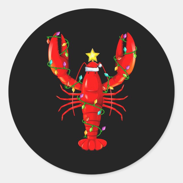 Lobster Lighting Xmas Tree Matching Lobster Christ Classic Round Sticker (Front)