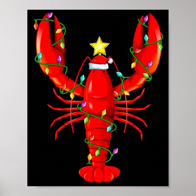 Lobster Lighting Xmas Tree Matching Lobster Christ Poster (Front)