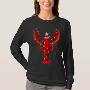 Lobster Lighting Xmas Tree Matching Lobster Christ T-Shirt