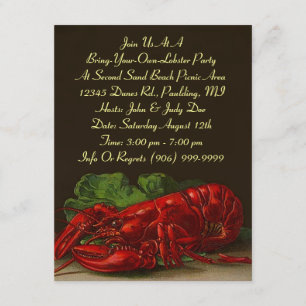 Lobster Lobsters Party Dinner or BYOL Invitation