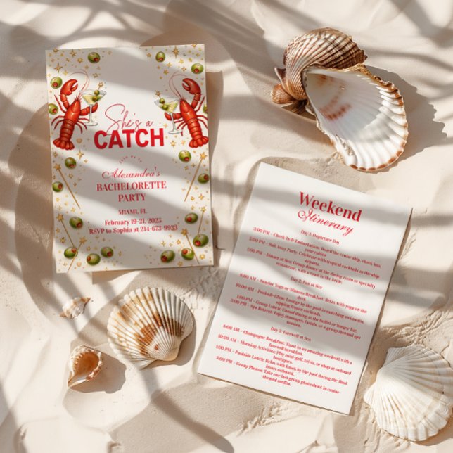 Lobster Love Coastal Bachelorette Party Invitation (Creator Uploaded)