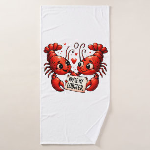Lobster Love Puns Bath Towel