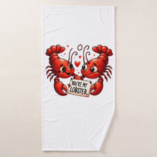 Lobster Love Puns Bath Towel