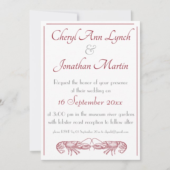 Lobster Love Wedding Invitation (Front)