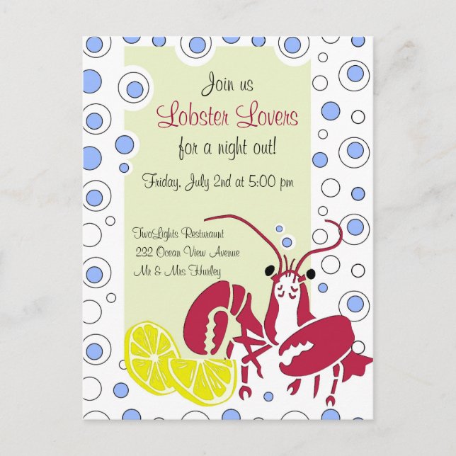Lobster Lovers invitation Postcard (Front)