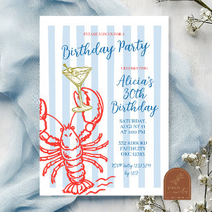 Lobster Martini Birthday Party Invitation
