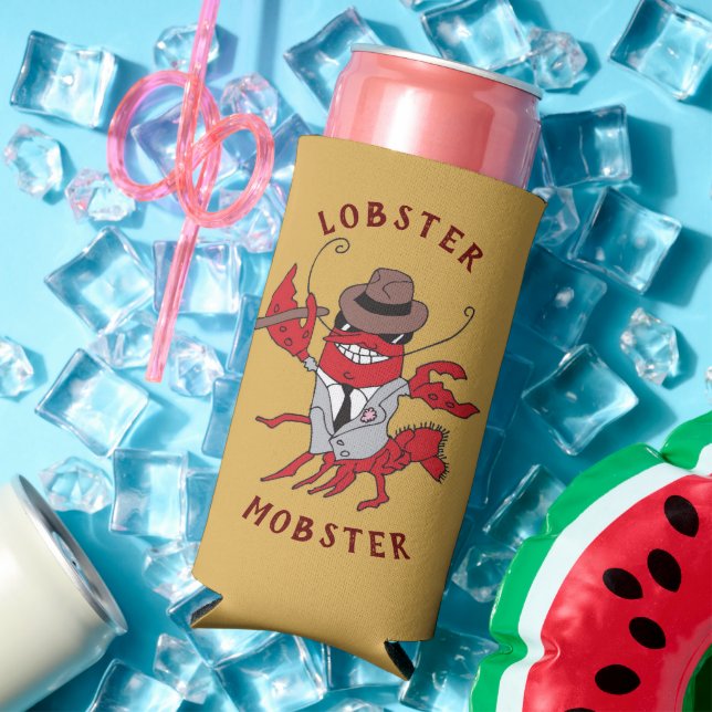 Lobster Mobster 🦞 Funny Cartoon Gangster Seltzer Can Cooler (In Situ Summer)