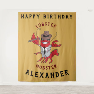 Lobster Mobster 🦞 Funny Cartoon Gangster Tapestry