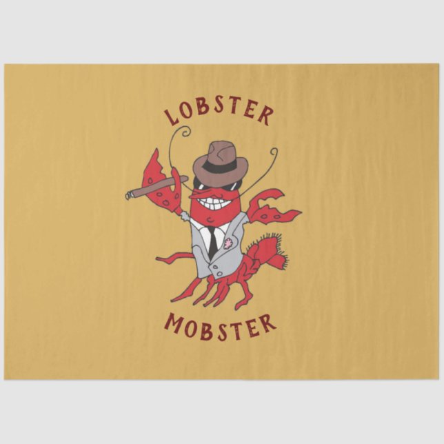 Lobster Mobster 🦞 Funny Cartoon Gangster Tissue Paper (Front)