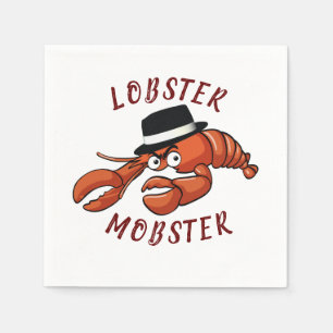 Lobster Mobster 🦞 Wide-Eyed Cute Cartoon Gangster Napkin