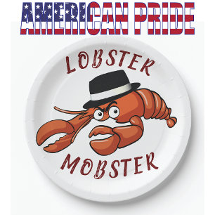 Lobster Mobster 🦞 Wide-Eyed Cute Cartoon Gangster Paper Plate