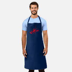 Lobster navy blue and red grill bbq chef apron