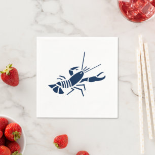 Lobster navy blue and white summer party napkin